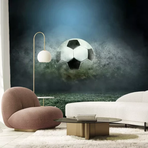 Sticker Ball über dem Spielfeld von einer Staubwolke umgeben