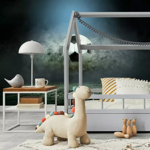 Sticker Ball über dem Spielfeld von einer Staubwolke umgeben