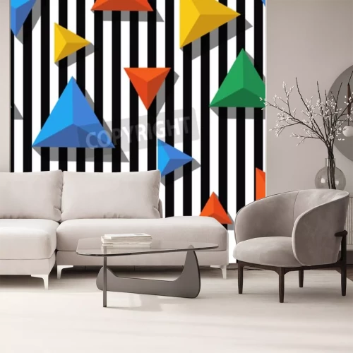 Fototapete Bunte Dreiecken 3D