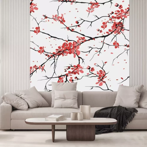 Sticker Kirsche oder sakura nahtlose Muster Hintergrund