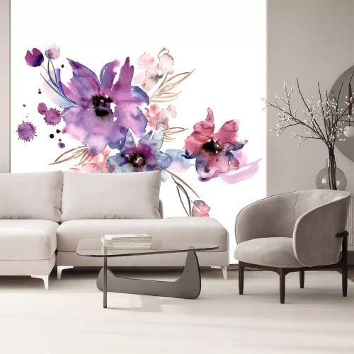 Sticker Ein Strauß romantischer Blumen im Aquarellstil