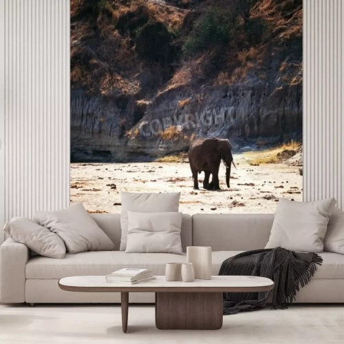 Fototapete Elefant auf einem Berghintergrund