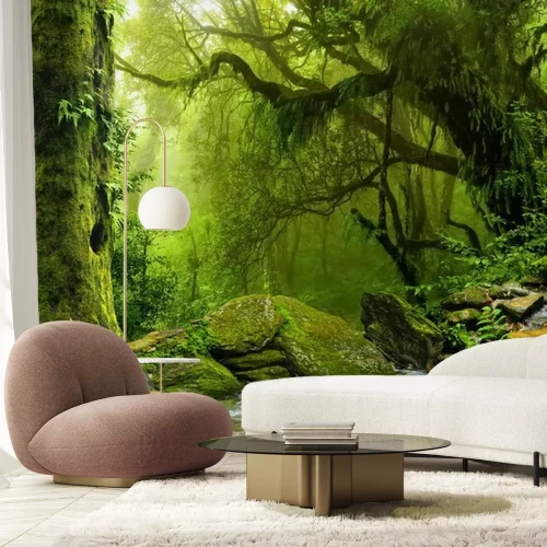 Fototapete Grüner Dschungel und Bach