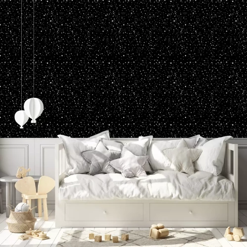 Tapete Space Hintergrund, Nachthimmel und Sterne schwarz und weiß nahtlose Vektor-Muster