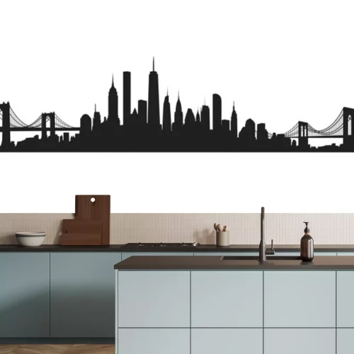 Sticker New York City Skyline Vektor schwarz und weiß