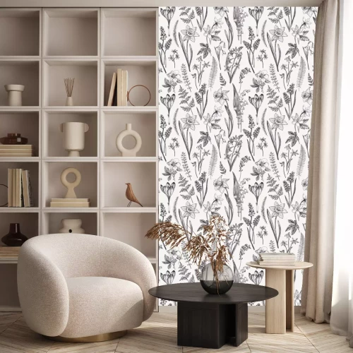 Tapete Wildblumen im Vintage-Stil