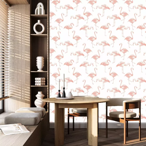 Tapete Nahtlose Muster mit Hand gezeichnet Flamingos