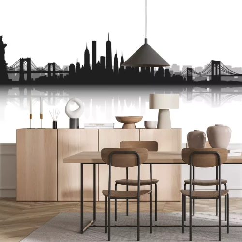 Sticker New York City Skyline Vektor Weiß und Weiß