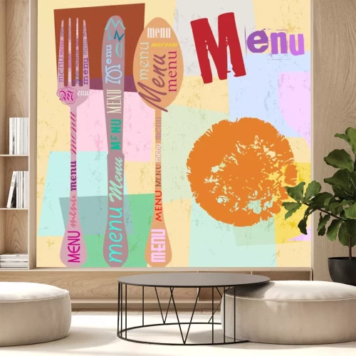 Sticker Menü-Karte Design-Vorlage für Restaurant, kostenlose Kopie Raum, mit