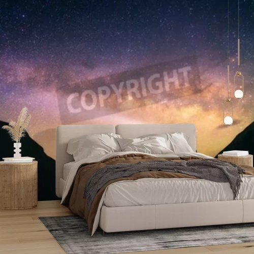 Fototapete Milchstraße über Wald