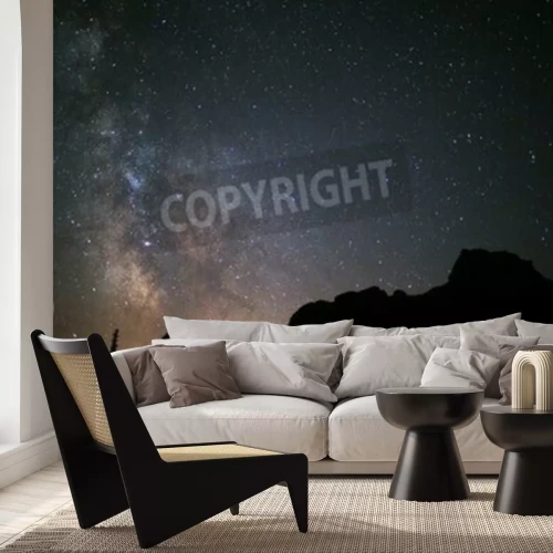 Fototapete Berge und Wald unter gestirntem Himmel