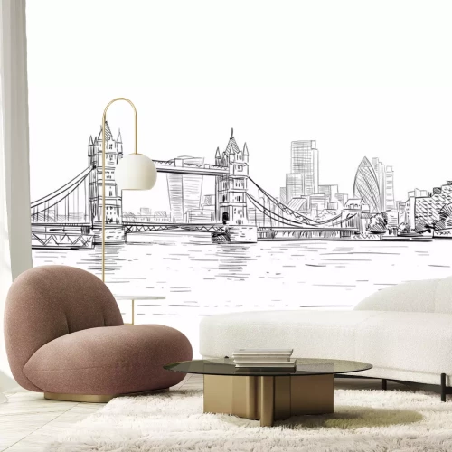 Sticker London Stadtbild Hand gezeichnet. Big Ben. England. Vektor-Illustration.