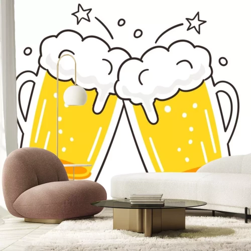 Sticker Bier mit Blasen bunte Grafik