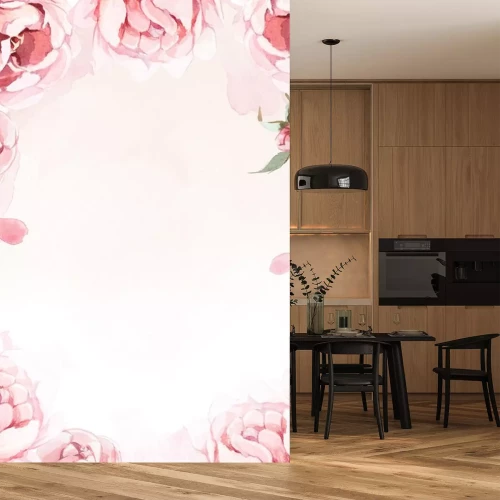 Sticker Aquarell-Pfingstrosen bilden einen floralen Rahmen