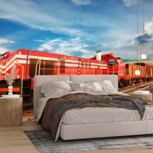 Fototapete Alter roter Güterzug