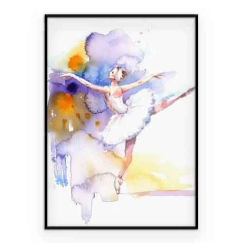 Poster Ballerina auf Aquarellhintergrund
