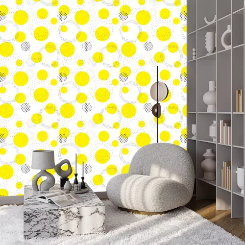 Tapete Gelbe dynamische Tupfen