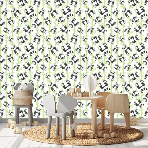 Tapete Pandas und grüne Bambusse