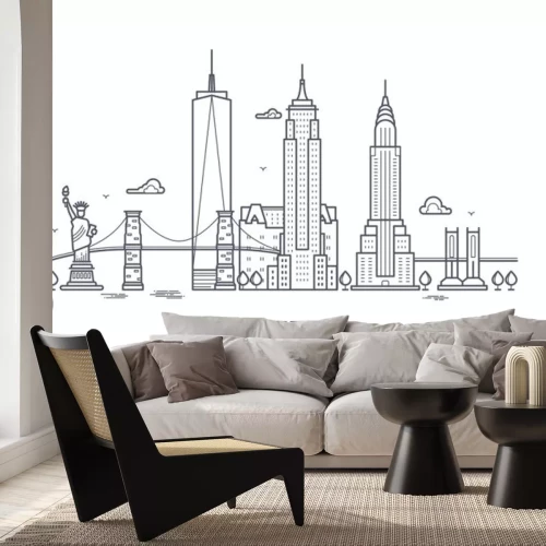 Sticker New York City skizzieren Skyline, nyc Linie Silhouette, Usa Touristen und Reisen Vektor-Konzept