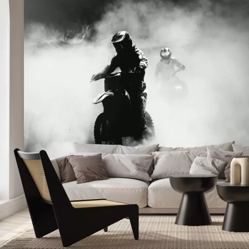 Fototapete Motorradfahrer im Staub