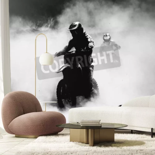 Fototapete Motorradfahrer im Staub