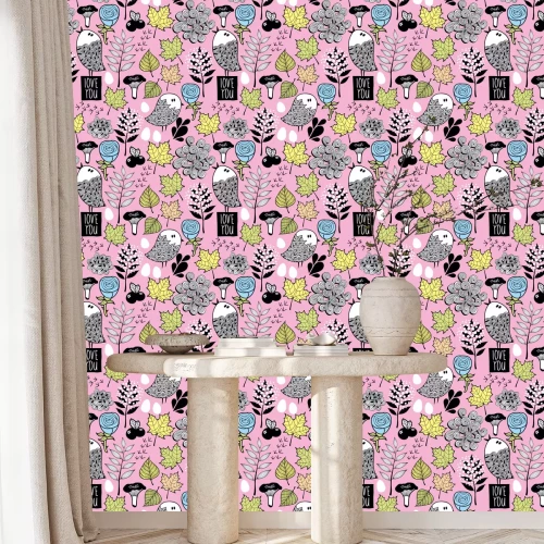 Tapete Nahtlose Muster mit kleinen Vögeln im Wald.