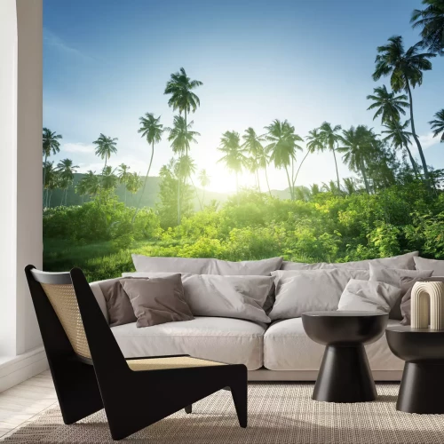 Fototapete Sonniger Dschungel und Palmen