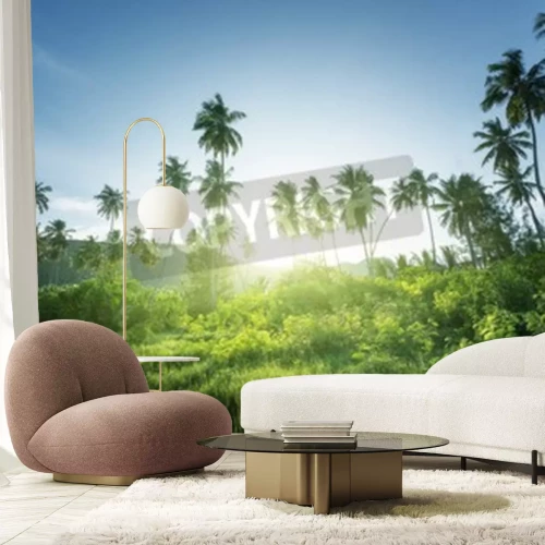 Fototapete Sonniger Dschungel und Palmen