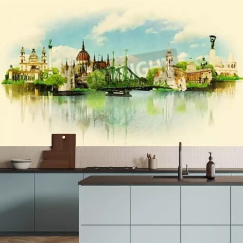 Fototapete Mit Aquarell gemaltes Schloss