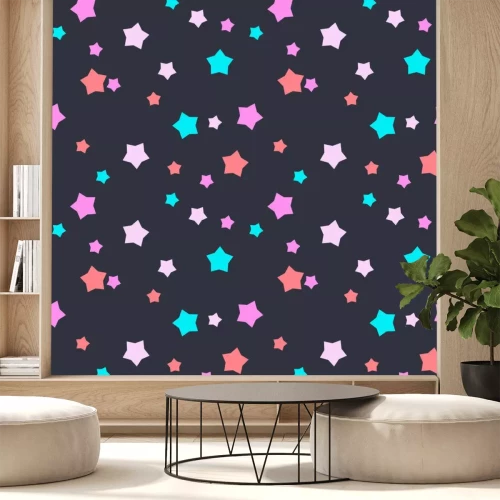 Sticker Bunte Sterne auf schwarzem Hintergrund Grafik