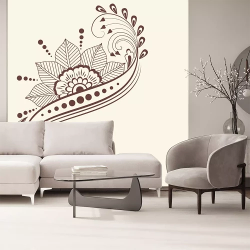 Sticker Vektor-Illustration von mehndi Ornament. Traditioneller indischer Stil, ornamentale florale Elemente für Henna Tattoo, Aufkleber, Mehndi und Yoga Design, Karten und Drucke. Abstract floral vector illu