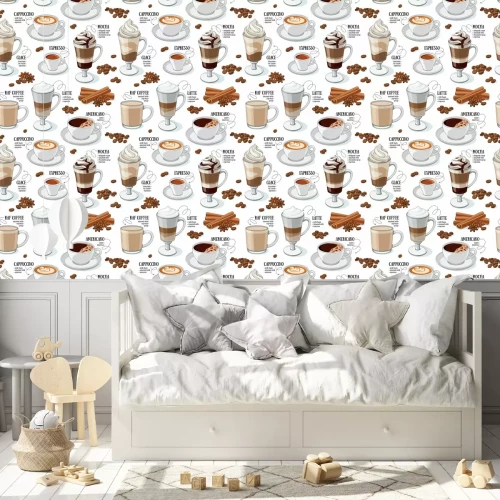 Tapete Kaffee-Typen nahtlose Muster