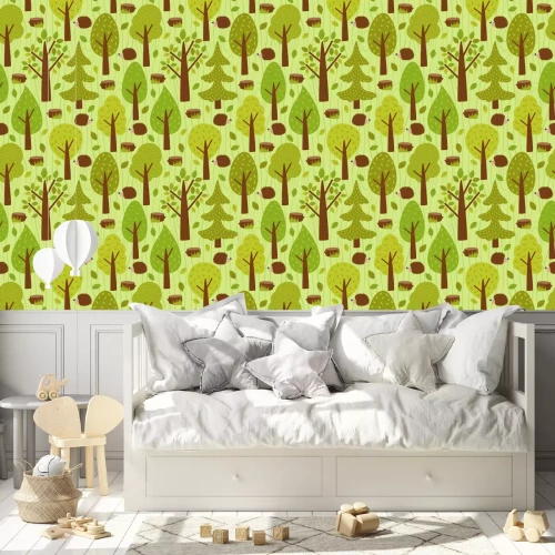 Tapete Nahtlose Muster mit Igel im Wald - Vektor-Illustration, eps