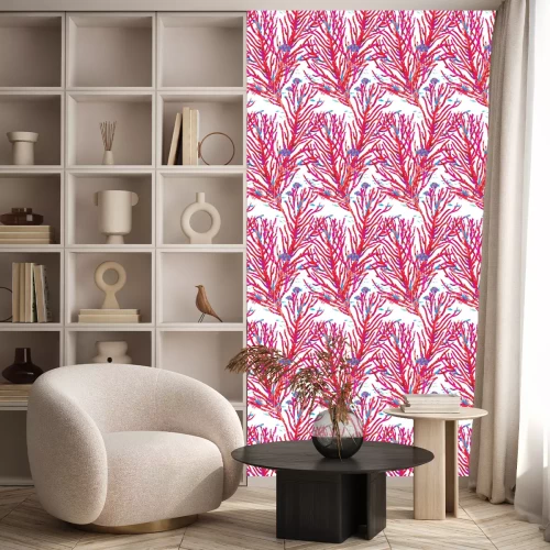 Tapete Rotes Korallenriff auf weißem Hintergrund