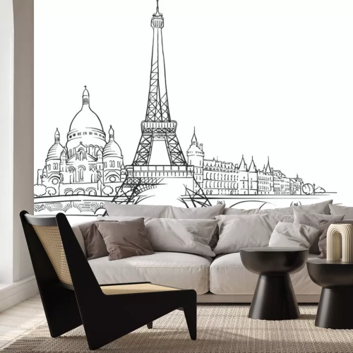 Sticker Paris Frankreich Panorama Sketch