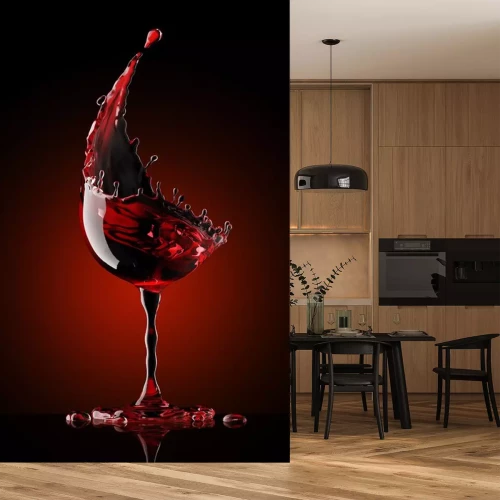 Sticker Ein Glas Rotwein auf dunklem Hintergrund