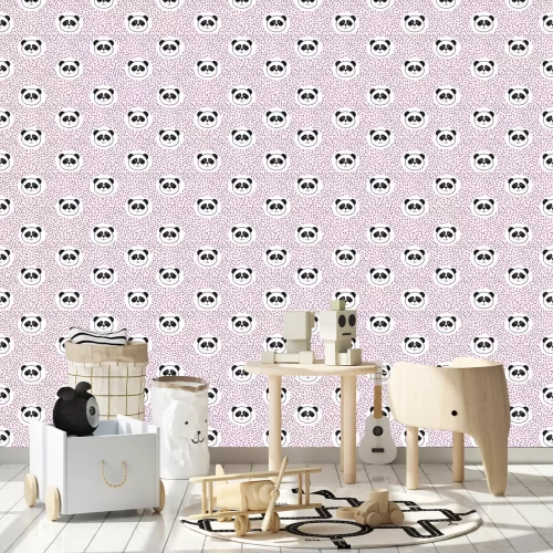 Tapete Porträt eines Pandas in Rosa