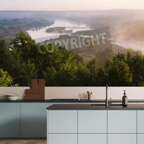 Fototapete Fluss inmitten des waldes