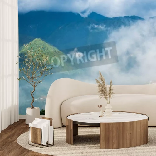 Fototapete Bewölkte berggipfel