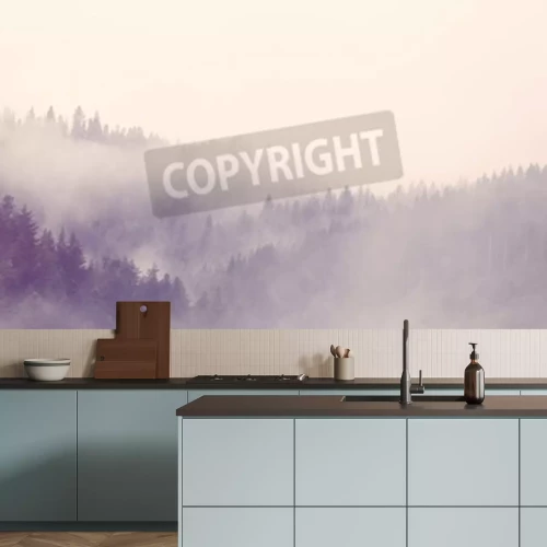 Fototapete Wald im nebel vintage