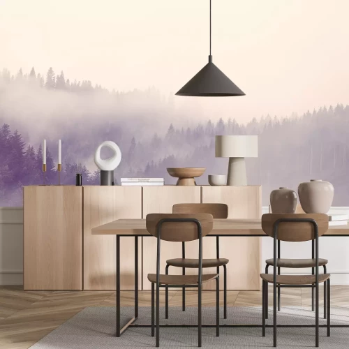 Fototapete Wald im nebel vintage