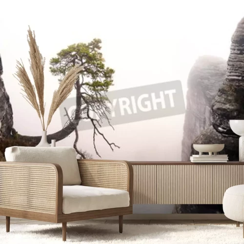 Fototapete Baum über einem abhang