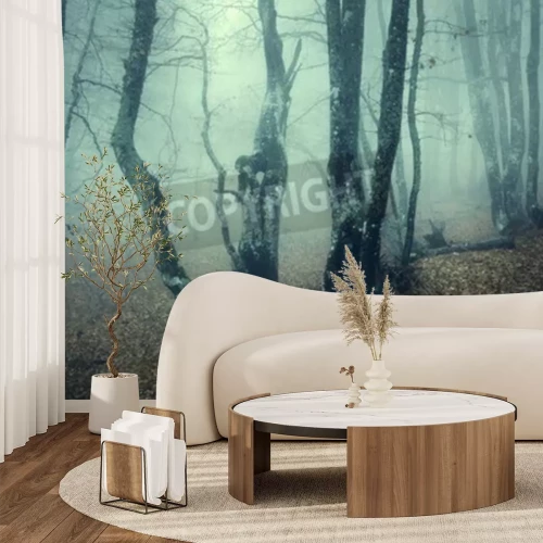 Fototapete Düstere baumstämme