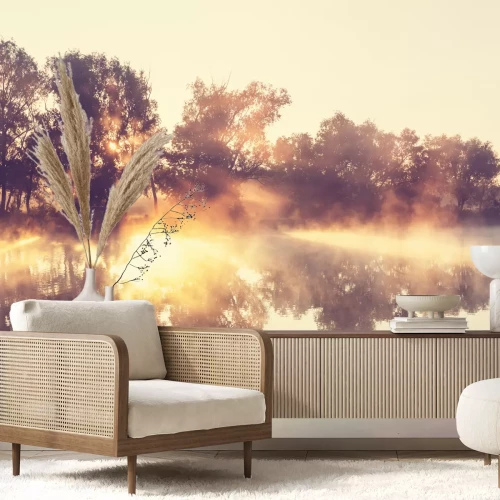 Fototapete Baumschatten am fluss