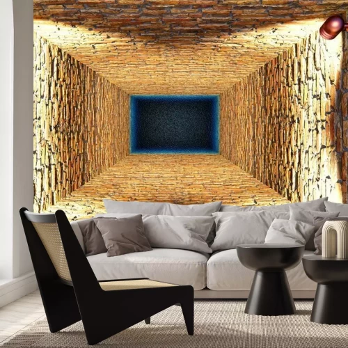 Fototapete Ein Ziegelschacht mit Beleuchtung