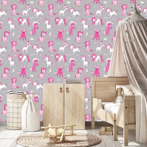 Tapete Mädchenhafte Einhörner
