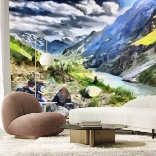 Fototapete Fahrzeug inmitten der Natur