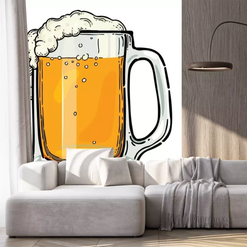 Sticker Bier mit überfließendem Schaum