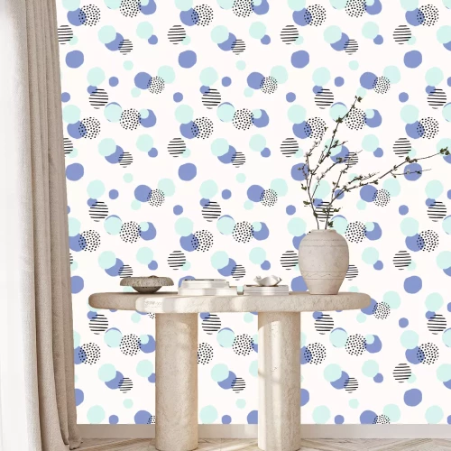 Tapete Muster mit Punkten Kreisen und Streifen