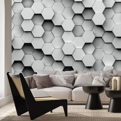 Fototapete Graue Waben in 3D